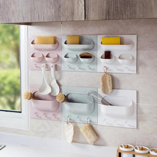 Wall-mounted Paste Storage Rack No Trace Strong Hanging Kitchen Storage Rack Bathroom Wall Storage Box