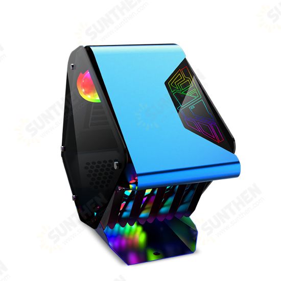 Little Monster RGB Computer Case CPU M-ATX Water Cooling Double-sided Transparent Glass Gaming Chassis