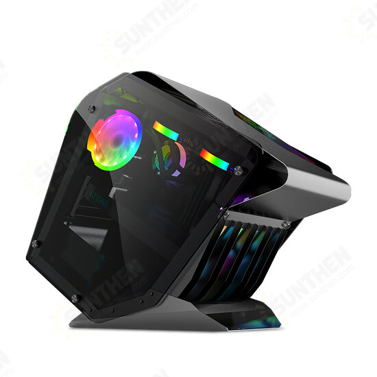 Little Monster RGB Computer Case CPU M-ATX Water Cooling Double-sided Transparent Glass Gaming Chassis