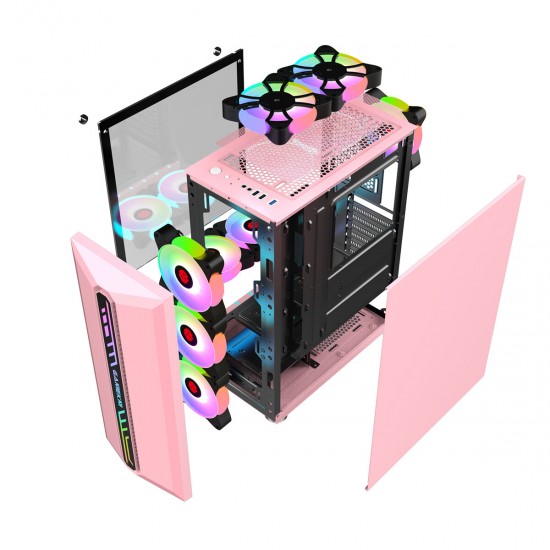 Computer Case Mid-Tower ATX/M-ATX/ITX Acrylic Side Panel RGB Gaming Computer PC Case USB 3.0/USB 2.0/HDD/SSD for Desktop PC Computer