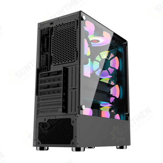 Computer Case Mid-Tower ATX/M-ATX/ITX Acrylic Side Panel RGB Gaming Computer PC Case USB 3.0/USB 2.0/HDD/SSD for Desktop PC Computer