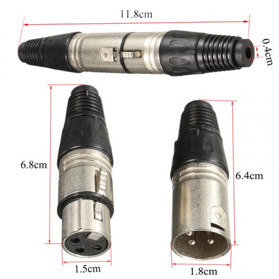 10 Pair XLR 3 Pin Male Female MIC Snake Plug Audio Microphone Adapter Microphone Cable Connector