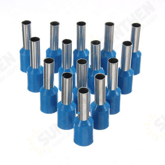 100Pcs AWG 14 Blue Wire Copper Crimp Insulated Cord Pin End Terminal