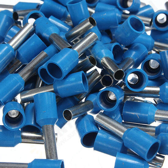 100Pcs AWG 14 Blue Wire Copper Crimp Insulated Cord Pin End Terminal