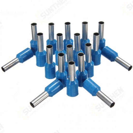 100Pcs AWG 14 Blue Wire Copper Crimp Insulated Cord Pin End Terminal