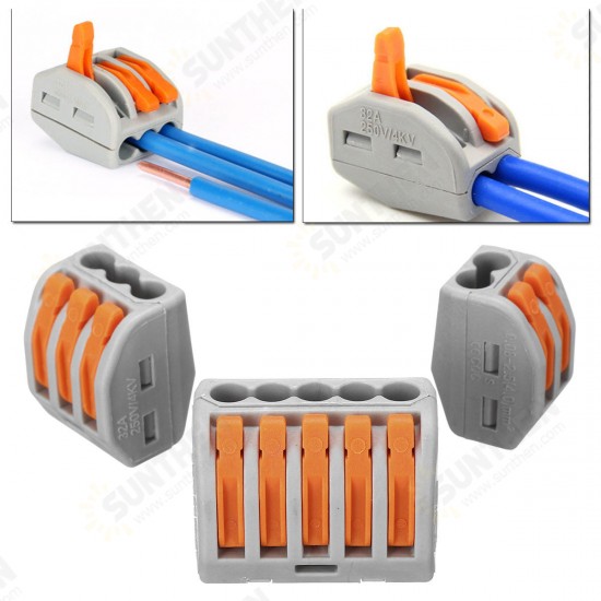 100Pcs/Set Terminal Block Reusable Electric Cable Wire Connector 2/3/5 Pin