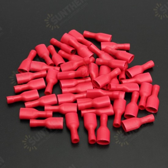 100pcs 6.3mm Fully Insulated Female Spade Connector Crimp Terminal