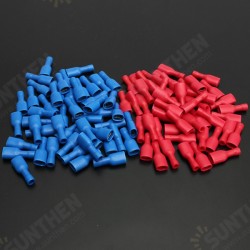 100pcs 6.3mm Fully Insulated Female Spade Connector Crimp Terminal