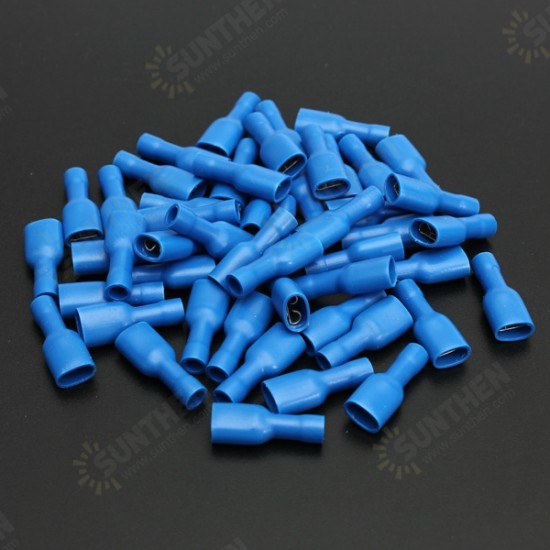 100pcs 6.3mm Fully Insulated Female Spade Connector Crimp Terminal