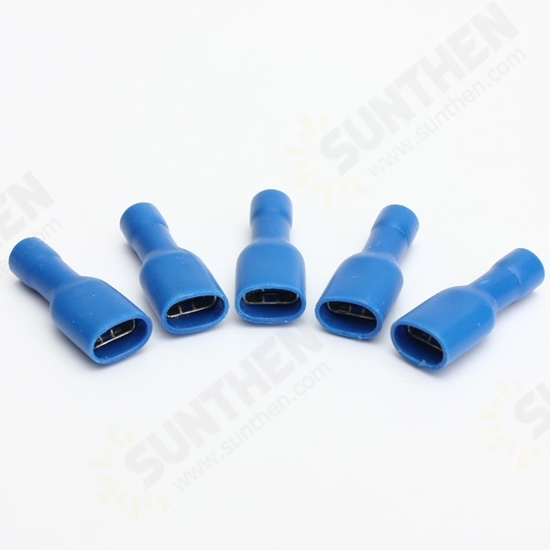 100pcs 6.3mm Fully Insulated Female Spade Connector Crimp Terminal