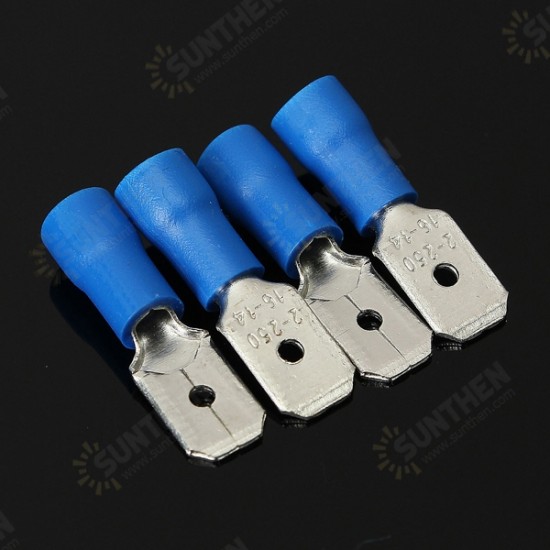 100pcs Male + Female Blue Semi Insulated Spade Crimp Connectors