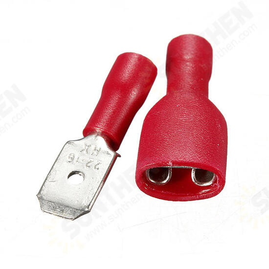 100pcs Male&Female Insulated Spade Quick Wire Crimp Connector Terminal