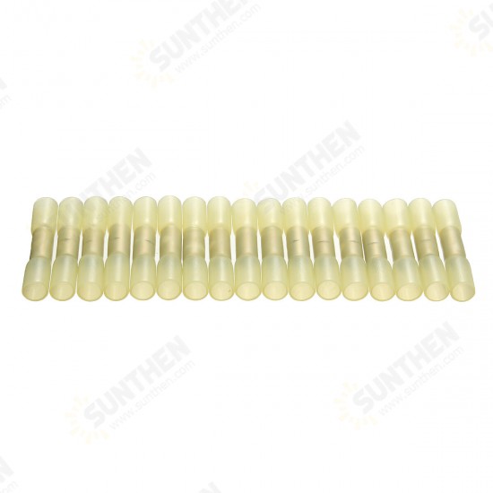 100pcs Yellow 12-10AWG Heat Shrink Butt Wire Crimp Connector Electrical Terminal