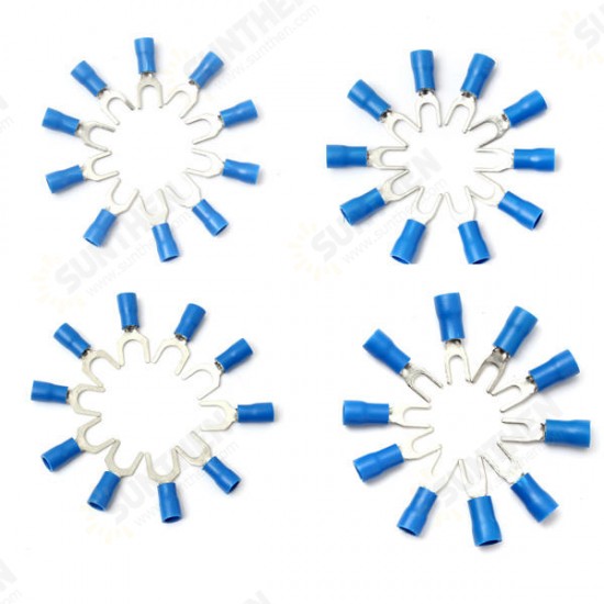 10PCS Blue Insulated Fork Wire Connector Electrical Crimp Terminal 16-14AWG