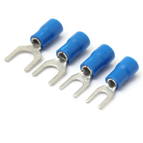 10PCS Blue Insulated Fork Wire Connector Electrical Crimp Terminal 16-14AWG