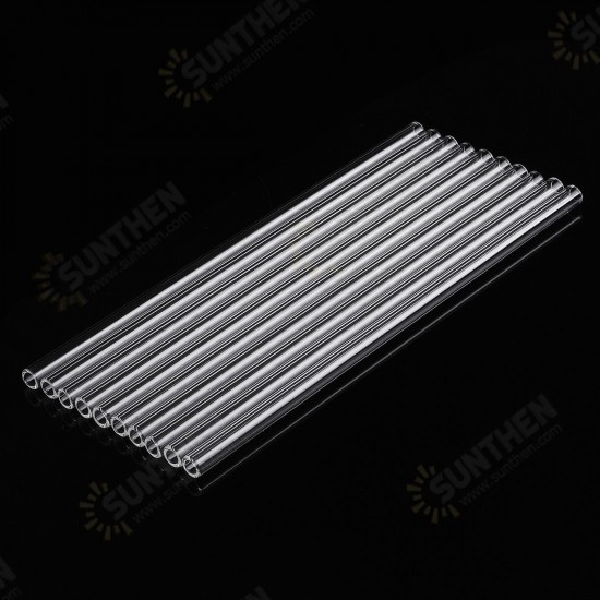 10Pcs 200x7x1mm Length 200mm OD 7mm 1mm Thick Wall Borosilicate Glass Blowing Tube Lab Factory School Home Tubes