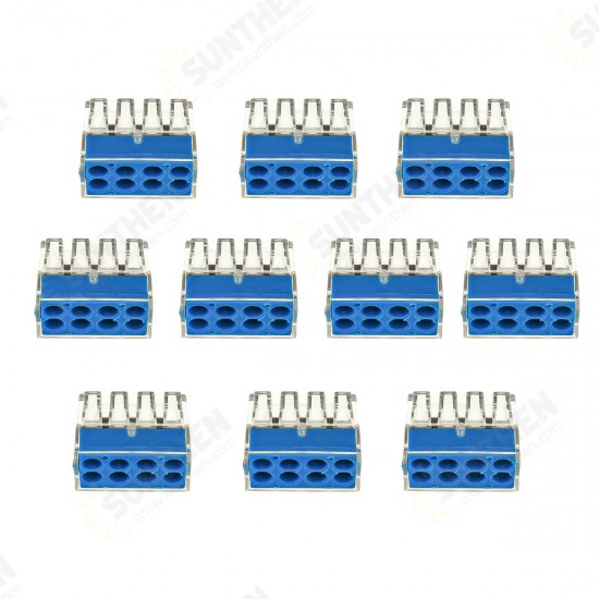 10Pcs 8 Holes Universal Compact Terminal Block Electric Cable Wire Connector