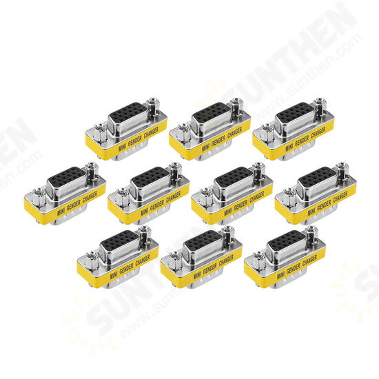 10Pcs DB15 Mini Gender Changer Adapter Female to Male Plug Adapter Connecters