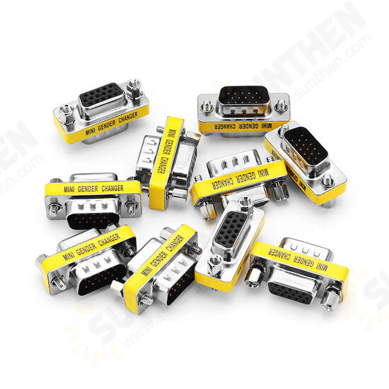 10Pcs DB15 Mini Gender Changer Adapter Female to Male Plug Adapter Connecters