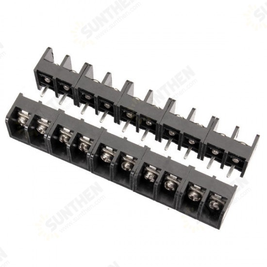 10pcs 2-4 Pin 8.25mm Barrier Screw Terminal Blocks Connectors Black