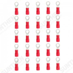 25pcs Red Rubber PVC Terminals Insulated Ring Connector RC 0.5-1.5mm2