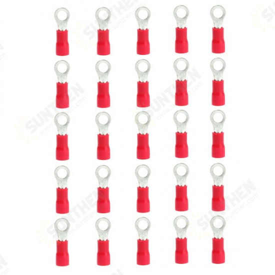 25pcs Red Rubber PVC Terminals Insulated Ring Connector RC 0.5-1.5mm2