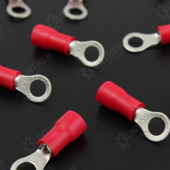 25pcs Red Rubber PVC Terminals Insulated Ring Connector RC 0.5-1.5mm2