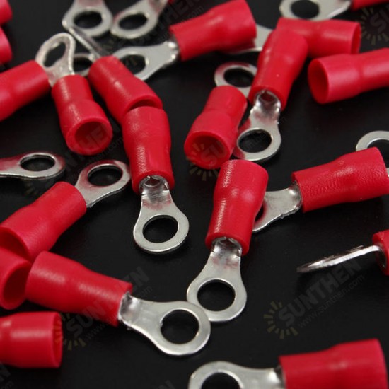 25pcs Red Rubber PVC Terminals Insulated Ring Connector RC 0.5-1.5mm2