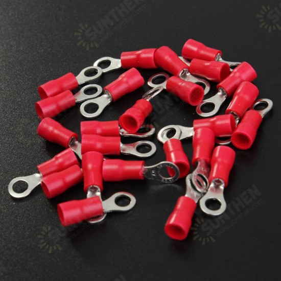 25pcs Red Rubber PVC Terminals Insulated Ring Connector RC 0.5-1.5mm2