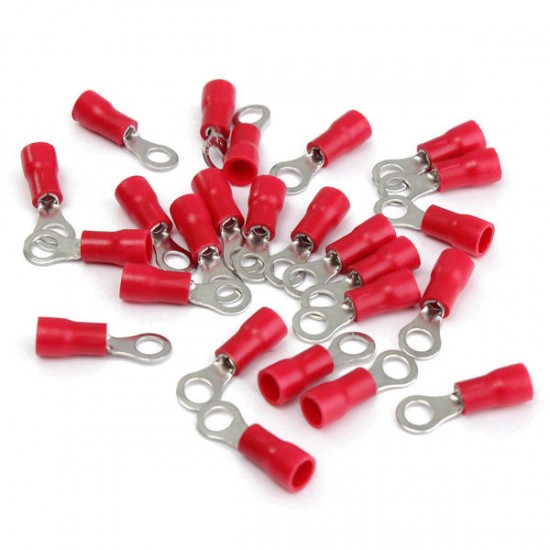 25pcs Red Rubber PVC Terminals Insulated Ring Connector RC 0.5-1.5mm2