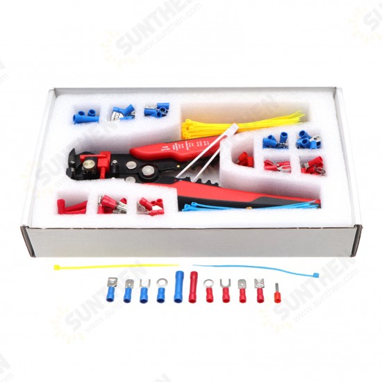 260PCS Crimp Cable Terminals Set Kit Heat Shrink Insulated Wire Electrical Connector Assorted Box with Wire Stripping Plier