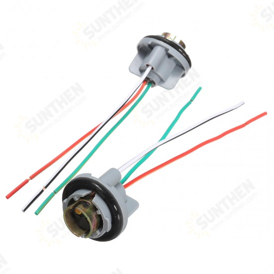 2Pcs Turn Light Brake LED Bulb Socket Connector Wire Harness for 1157 BAY15d