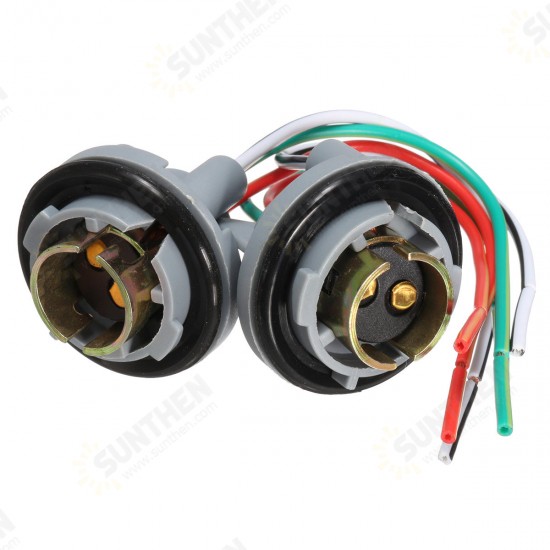 2Pcs Turn Light Brake LED Bulb Socket Connector Wire Harness for 1157 BAY15d