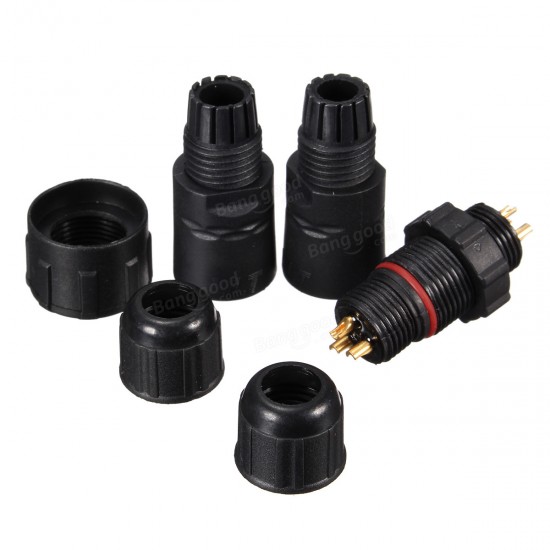 3 Pins 3P Waterproof Electric Plug Cable Wire Connector Socket