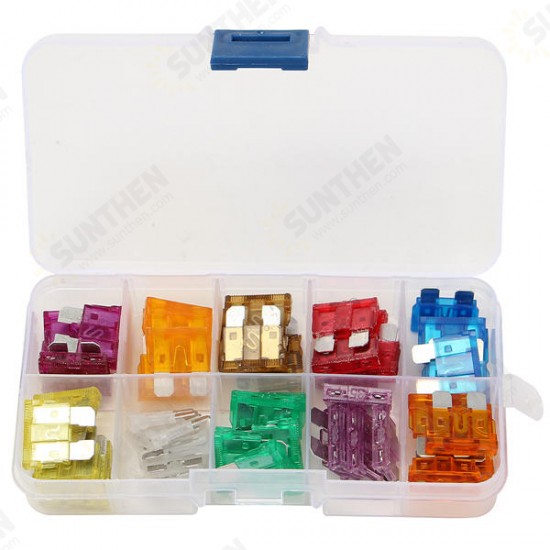 50Pcs 3A-40A Colour Medium Blade Fuses Assortment Kit -10 Sizes