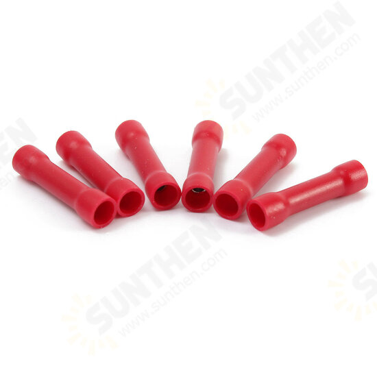 50Pcs Insulated Butt Wire Connector Crimp Terminal 10-22AWG 0.5-6.0mm2 PVC Kit