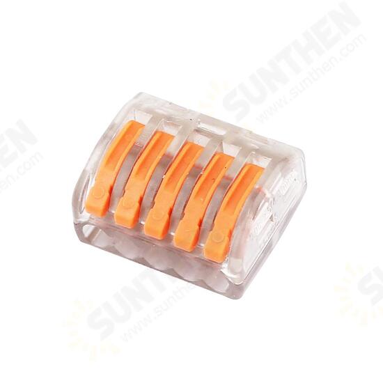 5Pc 2/3/4/5 Pins Transparent Spring Terminal Block Electric Cable Wire Connector