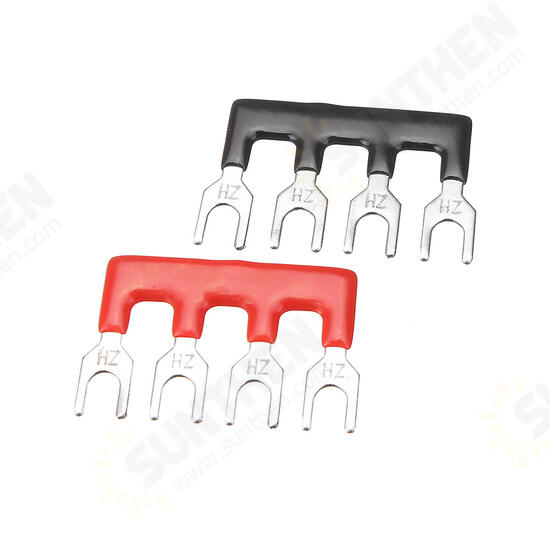 600V 15A Dual Rows 4 Position Screw Terminal Strip Red/Black Pre Insulated Terminal Block Strip