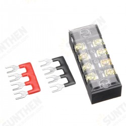 600V 15A Dual Rows 4 Position Screw Terminal Strip Red/Black Pre Insulated Terminal Block Strip