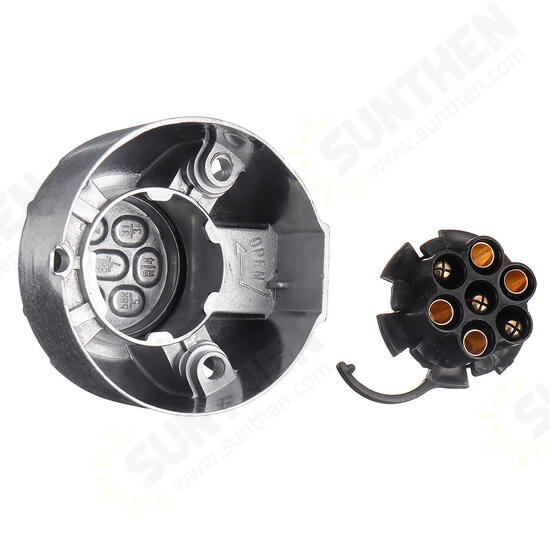 7 Pin Metal Round Plug Adapter Converter Trailer Socket