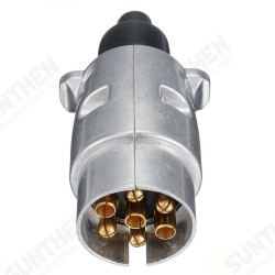 7 Pin Metal Round Plug Adapter Converter Trailer Socket