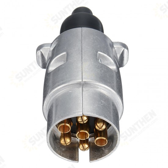 7 Pin Metal Round Plug Adapter Converter Trailer Socket