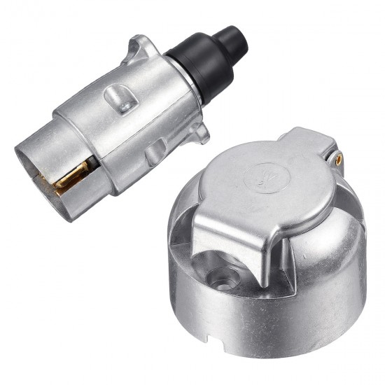 7 Pin Metal Round Plug Adapter Converter Trailer Socket
