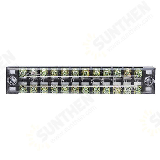 Dual 12 Position 15A 600V Screw Terminal Strip Covered Barrier Block