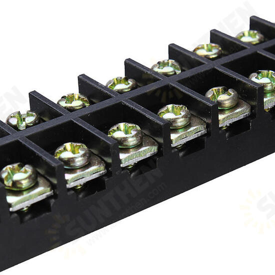 Dual 12 Position 15A 600V Screw Terminal Strip Covered Barrier Block