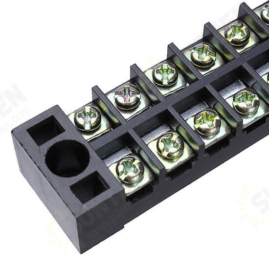 Dual 12 Position 15A 600V Screw Terminal Strip Covered Barrier Block