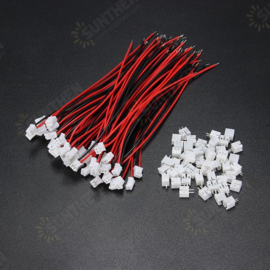 100Pcs Mini Micro JST 2.0 PH 2Pin Connector Plug With 120mm Wires Cables