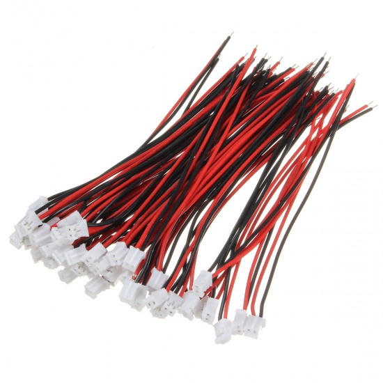 100Pcs Mini Micro JST 2.0 PH 2Pin Connector Plug With 120mm Wires Cables