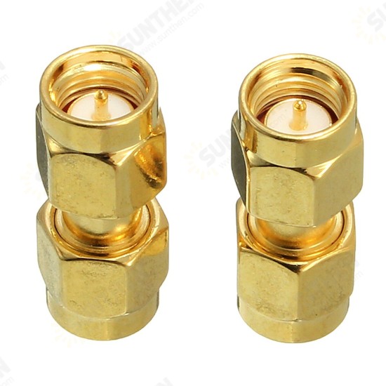 CA01 2Pcs Copper SMA Male To SMA Male Plug RF Coaxial Adapter Connector