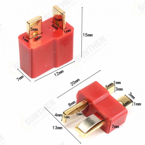 DC 012 20pcs T Plug Male & Female Connectors Deans Style For RC LiPo Battery